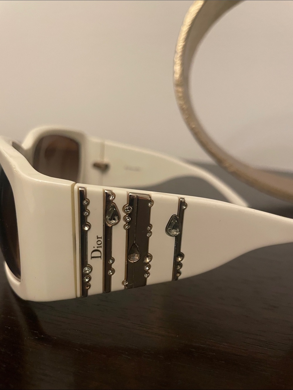 Christian Dior White Women's Fashion Sunglasses - Classic Rectangular Frame